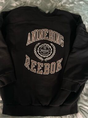 Reebok Black Sweatshirt with Beige Trim and Logo